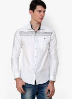 The Indian Garage Co. White Printed Slim Fit Casual Shirt