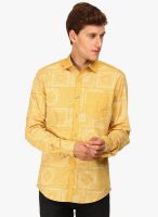 The Indian Garage Co. Yellow Printed Slim Fit Casual Shirt