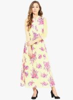 The Vanca Yellow Colored Printed Maxi Dress