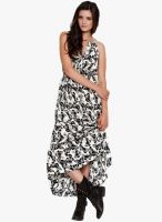 The gud look Cream Colored Printed Maxi Dress
