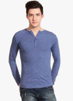 Tinted Blue Solid Henley T-Shirt
