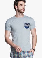 Tinted Light Grey Solid Round Neck T-Shirts