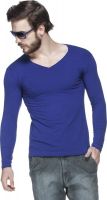 Tinted Solid Men's V-neck Dark Blue T-Shirt