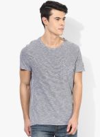 Tom Tailor Navy Blue Striped Round Neck T-Shirt