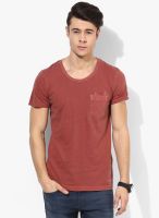 Tom Tailor Rust Solid Round Neck T-Shirt