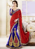 Triveni Sarees Blue Embroidered Saree