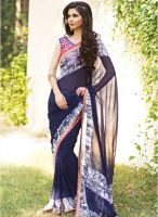 Triveni Sarees Blue Printed Saree