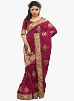 Triveni Sarees Wine Embellished Saree