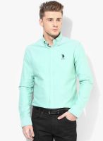 U.S. Polo Assn. Green Solid Regular Fit Casual Shirt