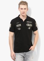 United Colors of Benetton Black Solid Polo T-Shirt