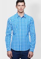 United Colors of Benetton Blue Check Regular Fit Casual Shirt