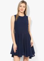 United Colors of Benetton Blue Colored Solid Skater Dress