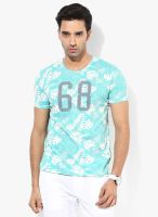 United Colors of Benetton Green Printed Round Neck T-Shirts