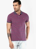 United Colors of Benetton Purple Striped Polo T-Shirts