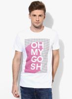 United Colors of Benetton White Printed Round Neck T-Shirt