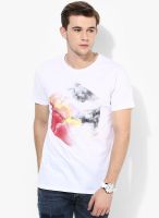 United Colors of Benetton White Solid Round Neck T-Shirts