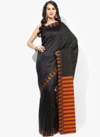 Urban Vastra Black Striped Poly Cotton Saree