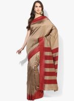 Urban Vastra Brown Solid Crepe Saree