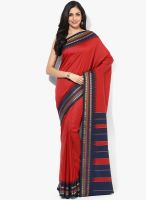 Urban Vastra Red Printed Crepe Saree