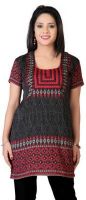 Variation Casual Printed Women's Kurti(Black)