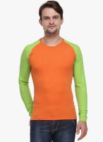 WYM Orange Solid Round Neck T-Shirt