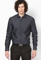 Wills Lifestyle Black Solid Formal Shirt