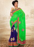 Xclusive Chhabra Green Embroidered Saree