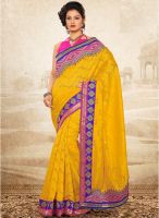 Xclusive Chhabra Yellow Embroidered Saree