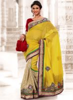 Xclusive Chhabra Yellow Embroidered Saree