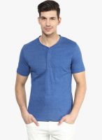 Yellow Submarine Blue Solid Henley T-Shirt