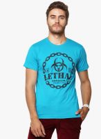 Yepme Blue Printed Round Neck T-Shirt