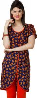 Yepme Casual Printed Women's Kurti(Blue, Orange)