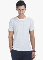 Zobello Grey Striped Round Neck T-Shirt