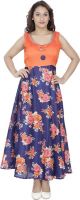 KIMS2015 Casual Floral Print Women's Kurti(Dark Blue)