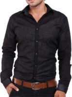Aaral Men's Solid Casual Black Shirt