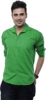 Adhaans Men's Solid Casual Green Shirt