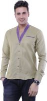 Adhaans Men's Solid Casual Light Green Shirt