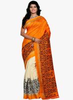 Apple Creation ORANGE PRINTED SAREE