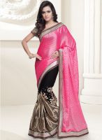 Apple Creation Pink Embroidered saree