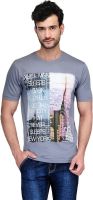 Ausy Printed Men's Round Neck Grey T-Shirt