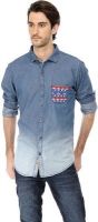 Basics Men's Solid Casual Blue Shirt