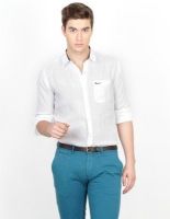 Basics Men's Solid Casual White Shirt