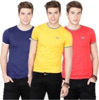 Basics Solid Men's Round Neck Multicolor T-Shirt(Pack of 3)