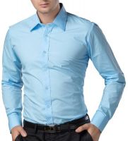 Being Fab Men's Solid Casual Light Blue Shirt