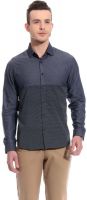 Bolt Men's Solid Casual Dark Blue Shirt