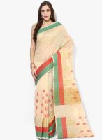 Bunkar Beige Embellished Cotton Blend Saree