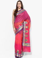 Bunkar Magenta Embellished Cotton Blend Saree