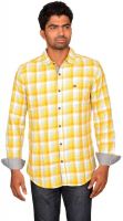 Classy Casuals Men's Checkered Casual Yellow, White Shirt