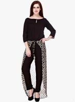 Cottinfab Black Printed Jumpsuit