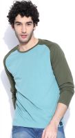 Cult Fiction Solid Men's Round Neck Light Blue T-Shirt